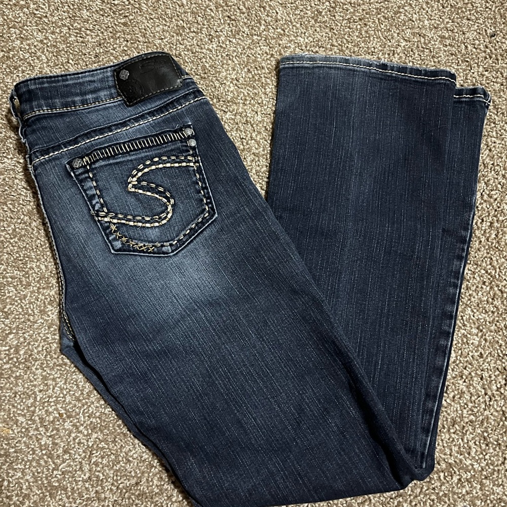 Blue silver AIKO boot cut jeans